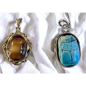 Vintage Gold Tone Faux Tiger Eye P Carson Pirie Scott Pendant